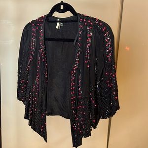 TopShop Embellished Spanish mid sleeve open crop jacket S